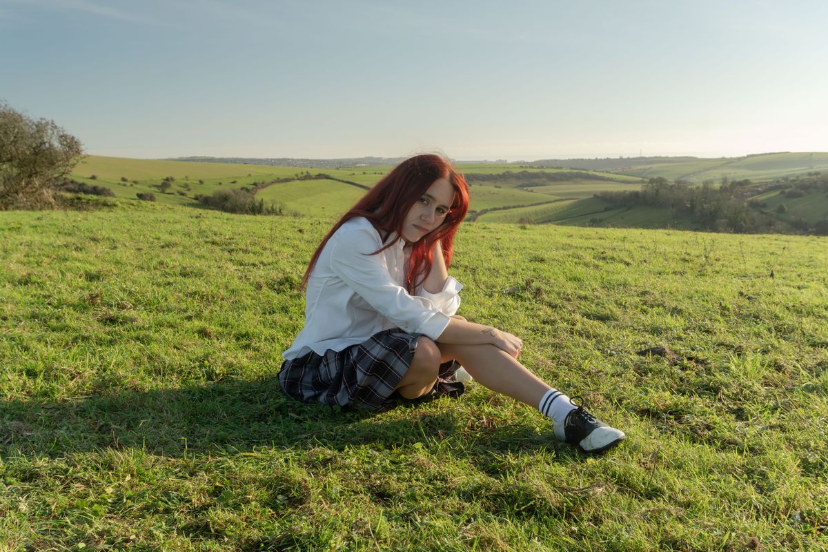 mollywater sitting in a field on the South Downs